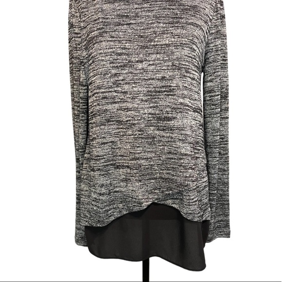 White House Black Market Asymmetrical Heather Long Sleeve Blouse Sheer H… - Picture 4 of 10